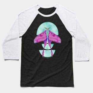 Neon Luna Moth on Half Moons Watercolor Art Baseball T-Shirt